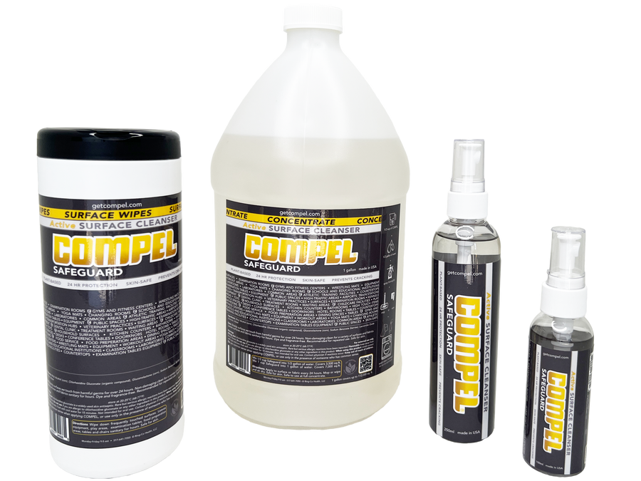 COMPEL SAFEGUARD surface cleanser family of sizes